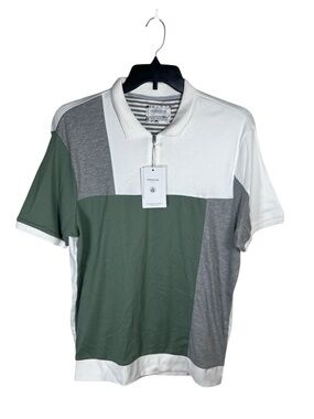 Denim & Flower Colorblock Polo Zip Shirt  Premium Knit Size XL